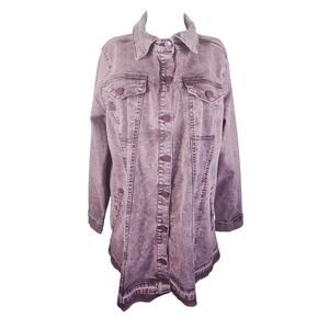 LOGO By Lori Goldstein Washed Purple Frayed Hem Jean Denim Women's Jacket 18W